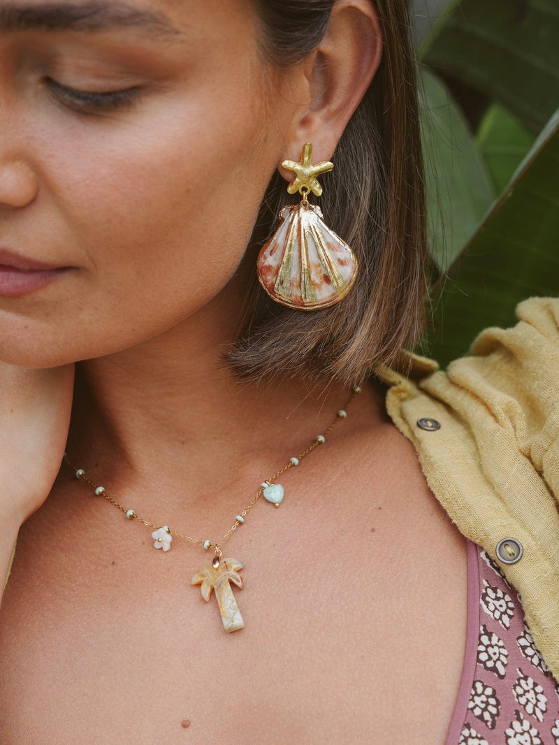 Bougainvillea Café Agua de Coco Necklace in Agate