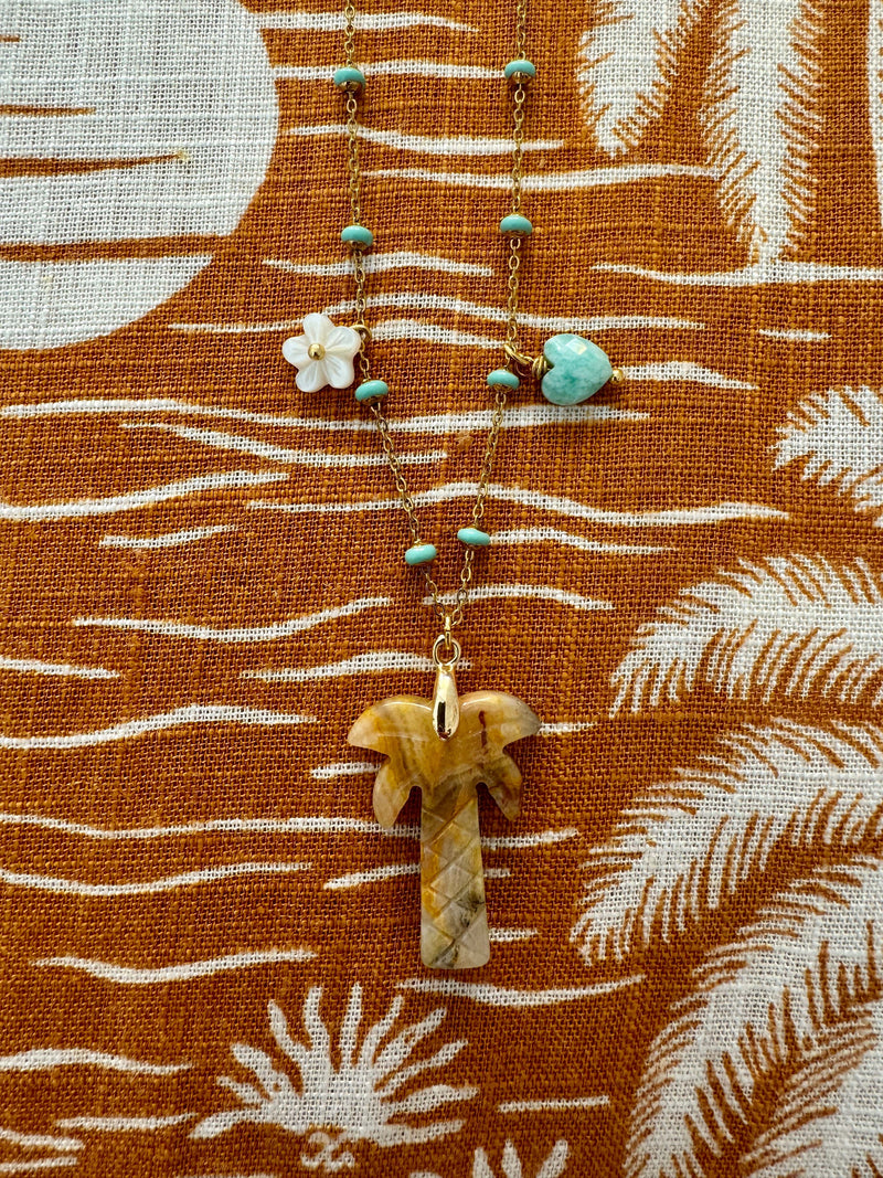 Bougainvillea Café Agua de Coco Necklace in Agate