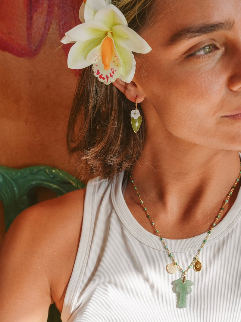 Bougainvillea Café Agua de Coco Necklace in Aventurine