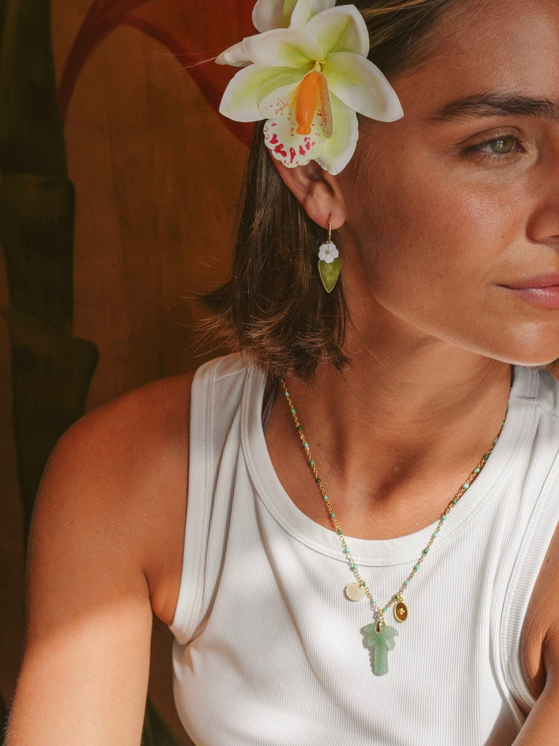 Bougainvillea Café Agua de Coco Necklace in Aventurine