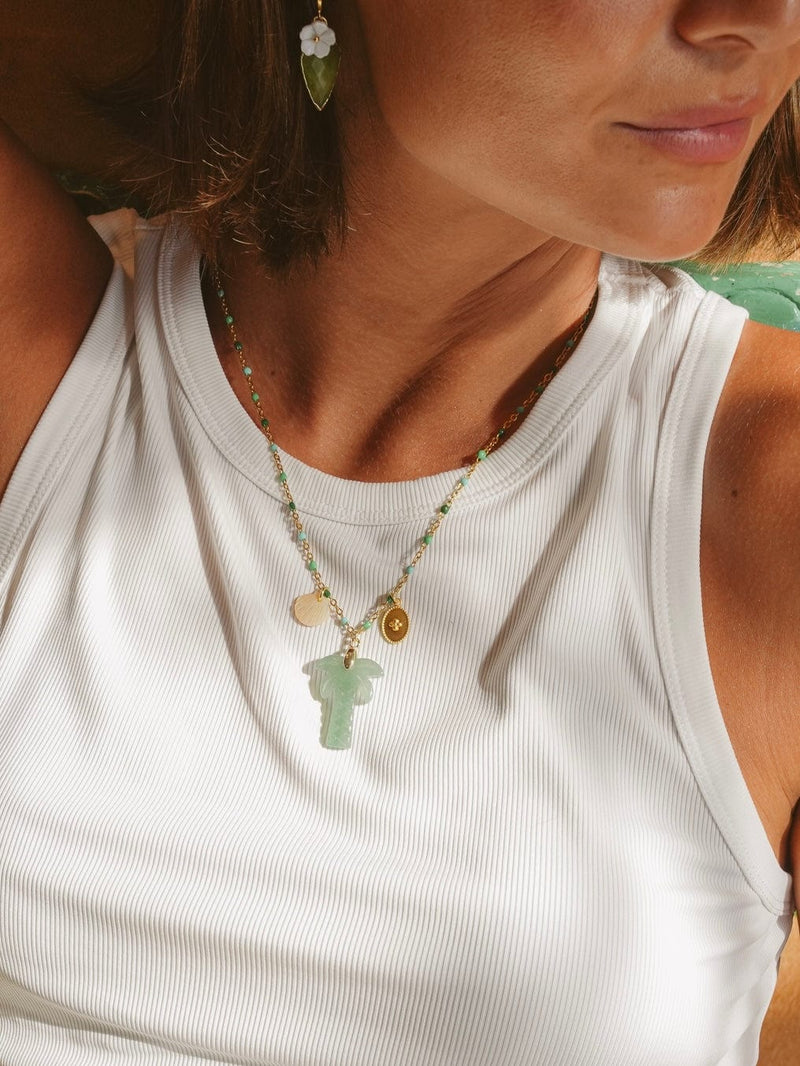 Bougainvillea Café Agua de Coco Necklace in Aventurine
