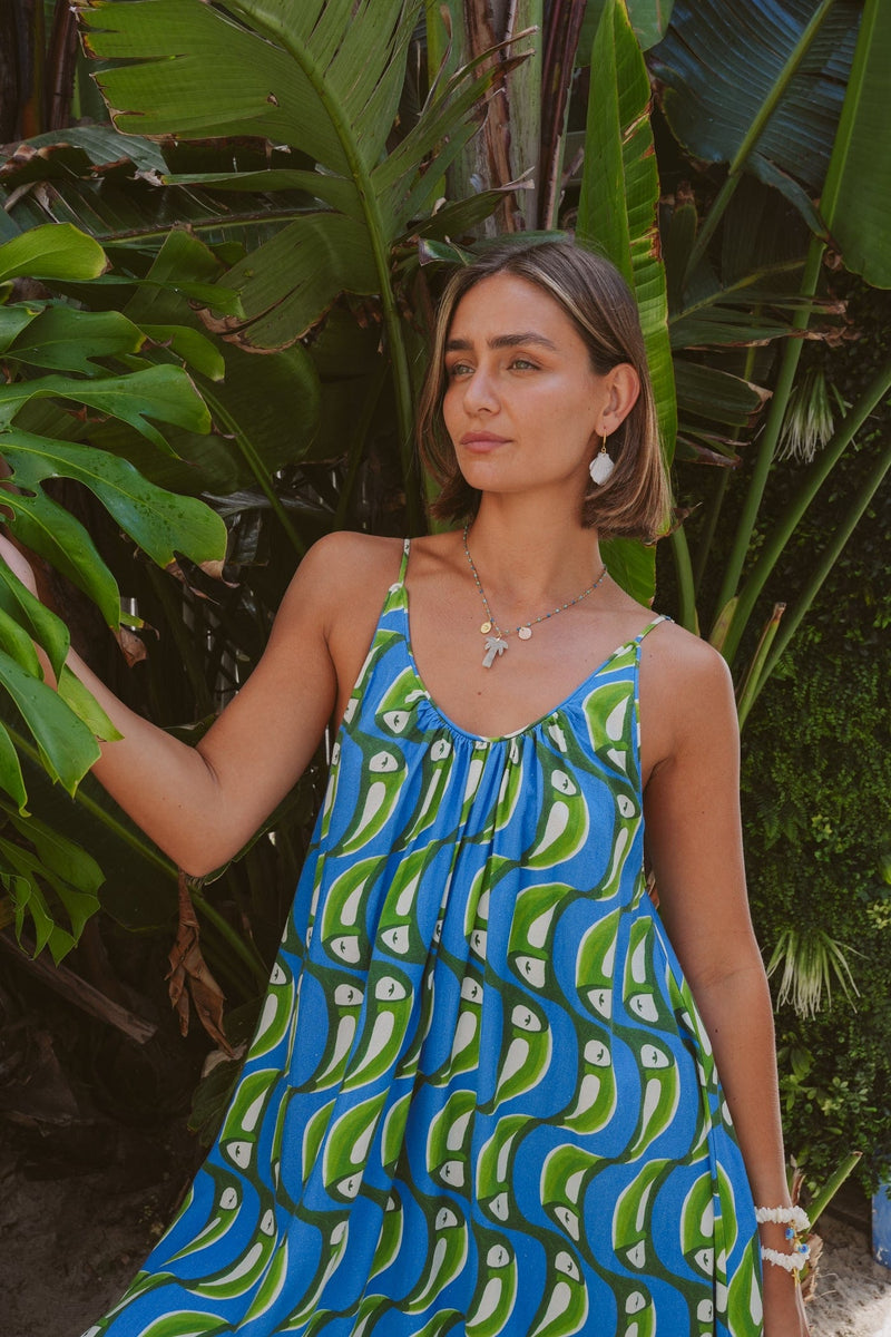 Bougainvillea Café Agua de Coco Necklace in Larvikite