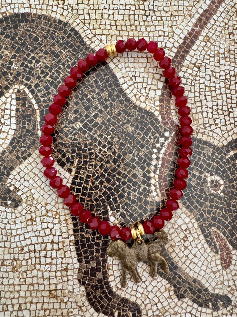 Bougainvillea Café Best Friend Bracelet with Dog Charm - Burgundy