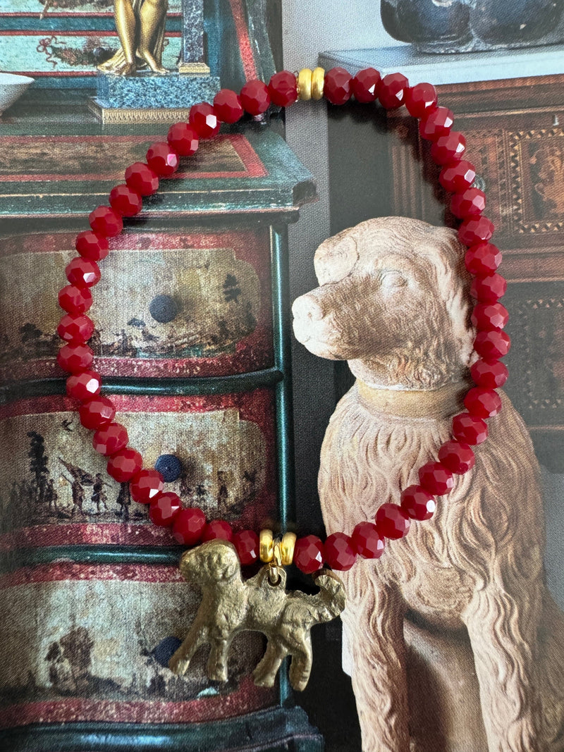 Bougainvillea Café Best Friend Bracelet with Dog Charm - Burgundy