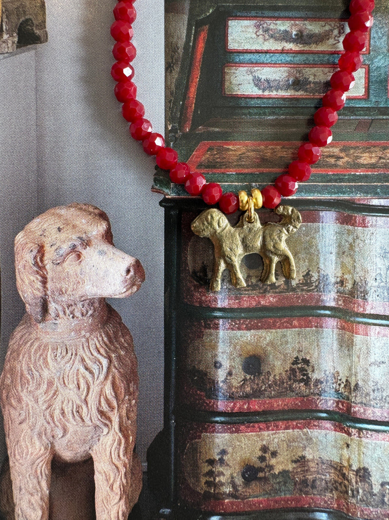 Bougainvillea Café Best Friend Bracelet with Dog Charm - Burgundy