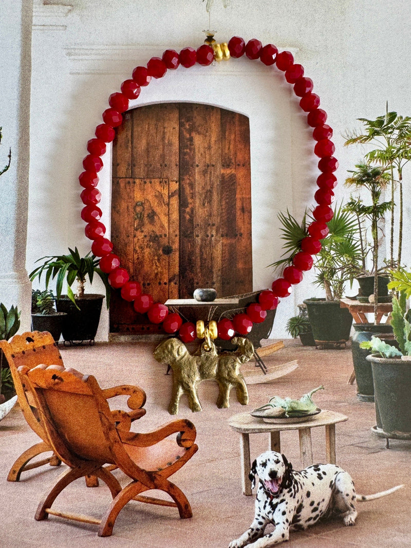 Bougainvillea Café Best Friend Bracelet with Dog Charm - Burgundy