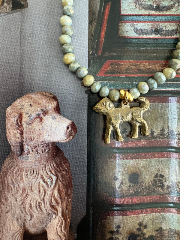 Bougainvillea Café Best Friend Bracelet with Dog Charm - Khaki