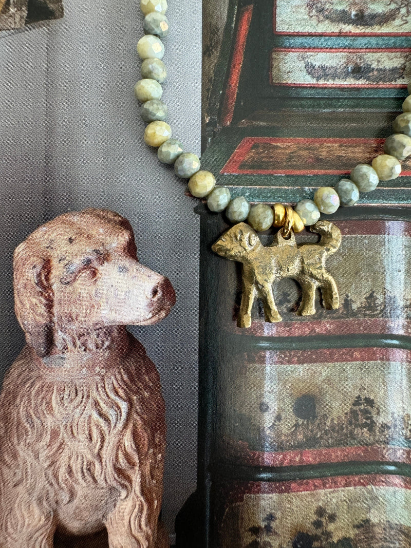 Bougainvillea Café Best Friend Bracelet with Dog Charm - Khaki