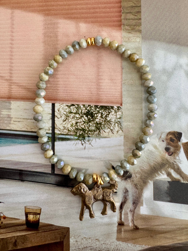 Bougainvillea Café Best Friend Bracelet with Dog Charm - Khaki