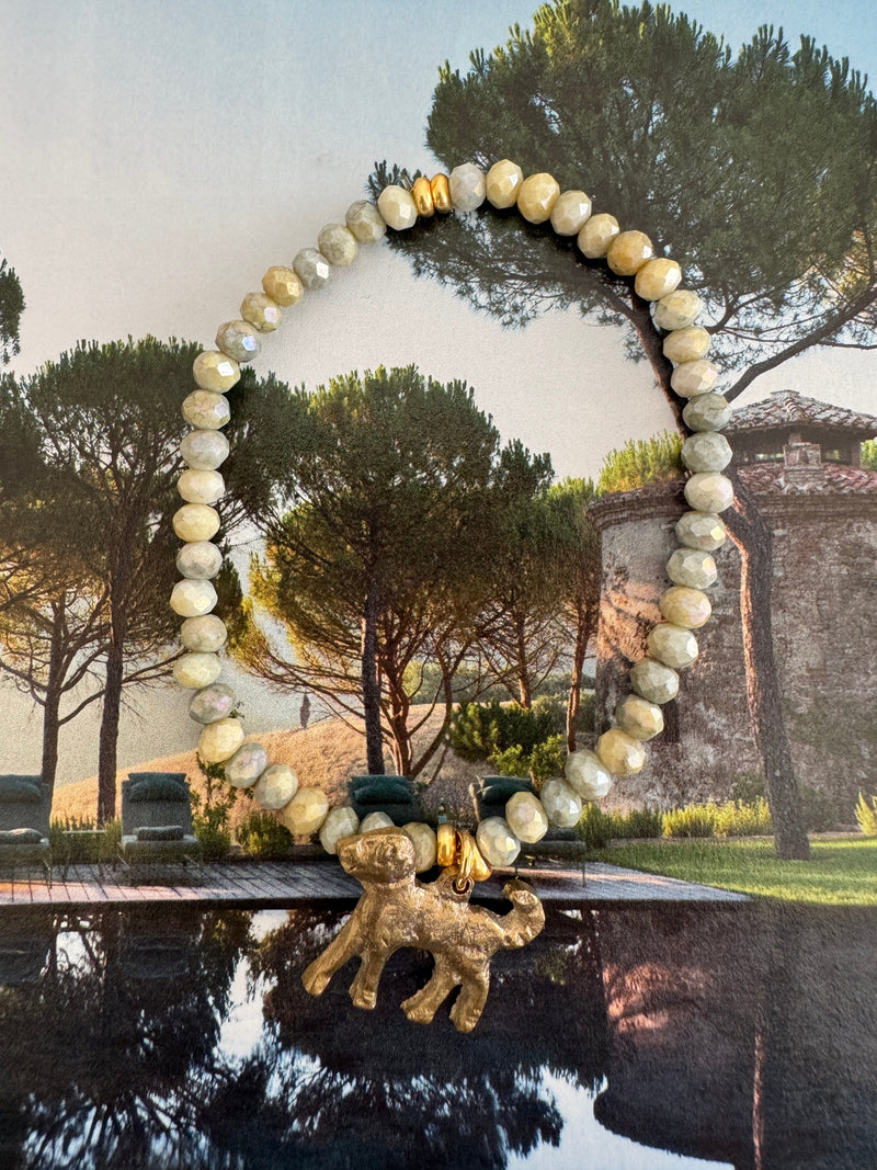Bougainvillea Café Best Friend Bracelet with Dog Charm - Khaki