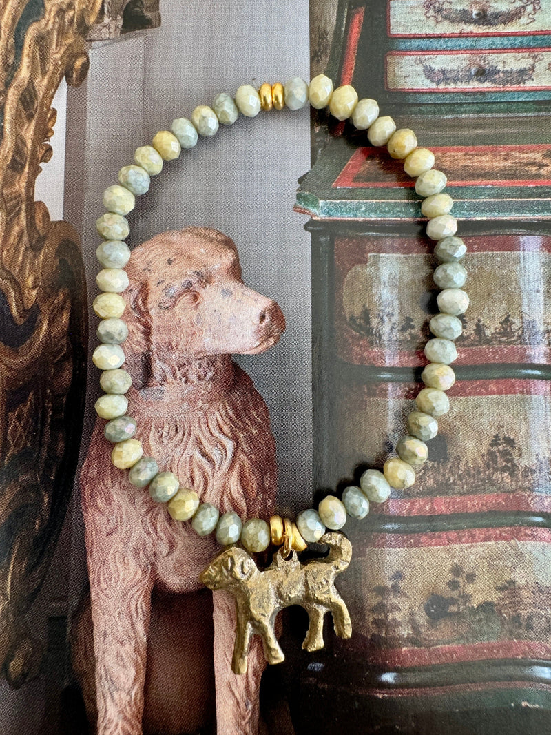 Bougainvillea Café Best Friend Bracelet with Dog Charm - Khaki
