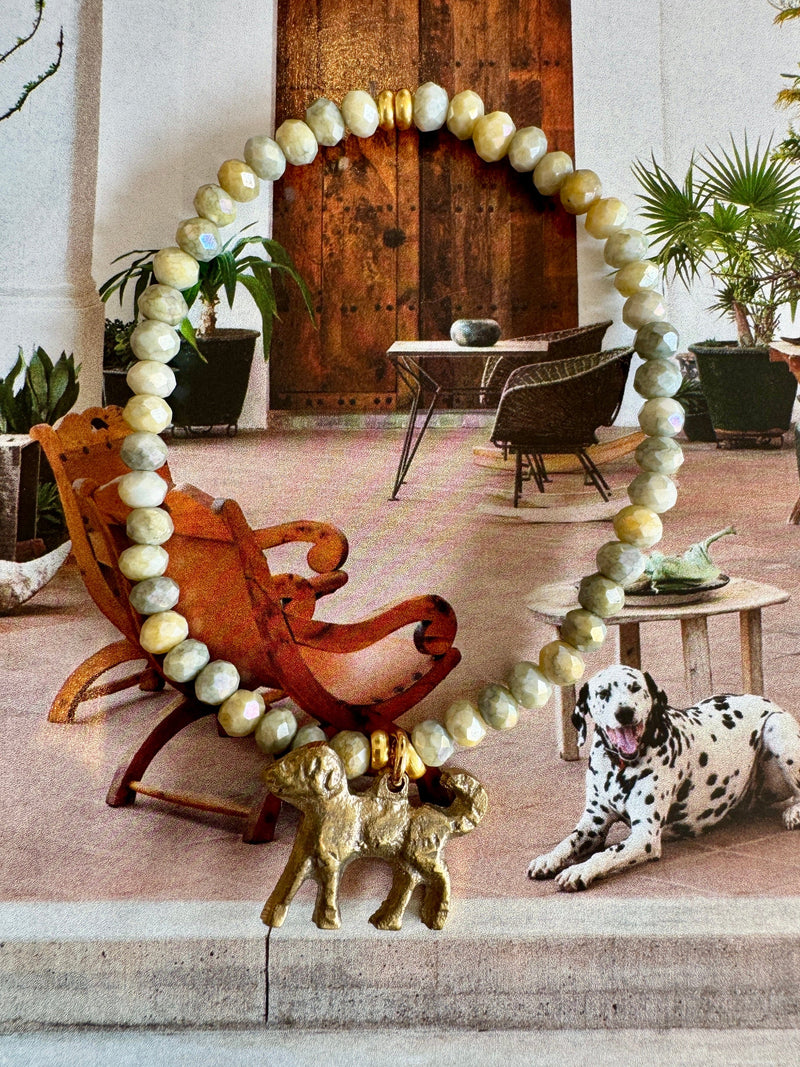 Bougainvillea Café Best Friend Bracelet with Dog Charm - Khaki