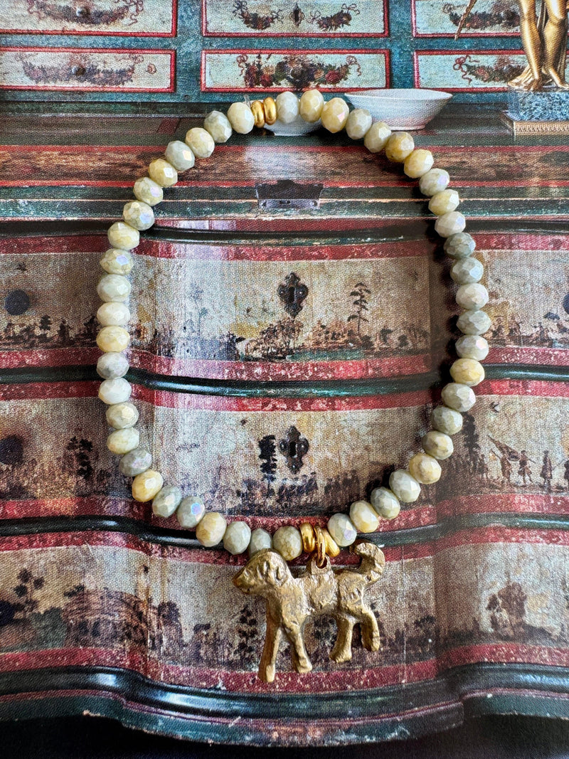 Bougainvillea Café Best Friend Bracelet with Dog Charm - Khaki