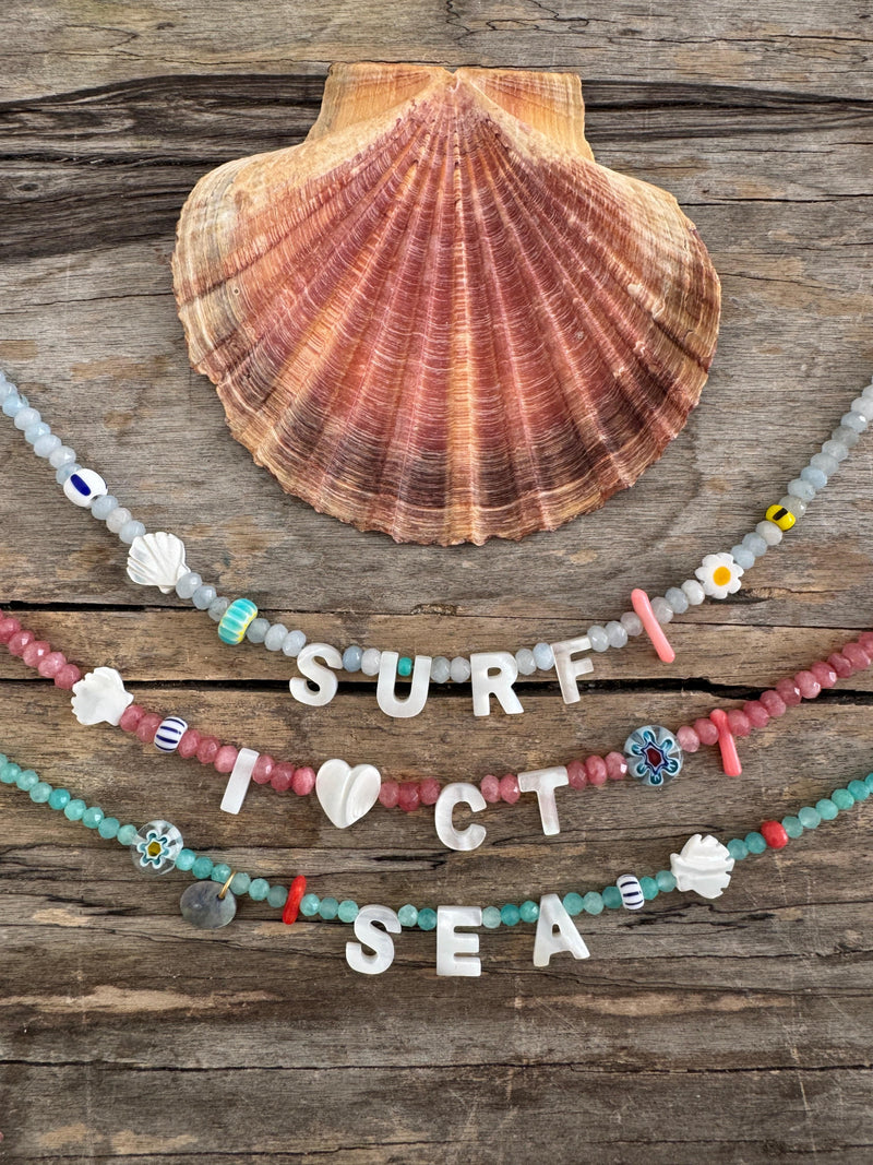 Bougainvillea Café I Love to Surf Necklace
