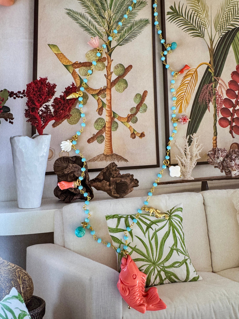 Bougainvillea Café Pescatora Necklace in Coral