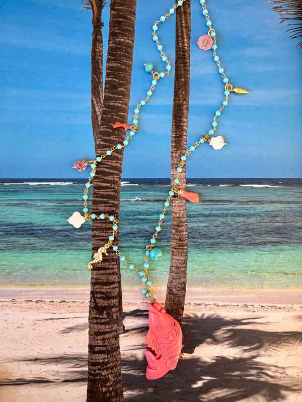 Bougainvillea Café Pescatora Necklace in Coral