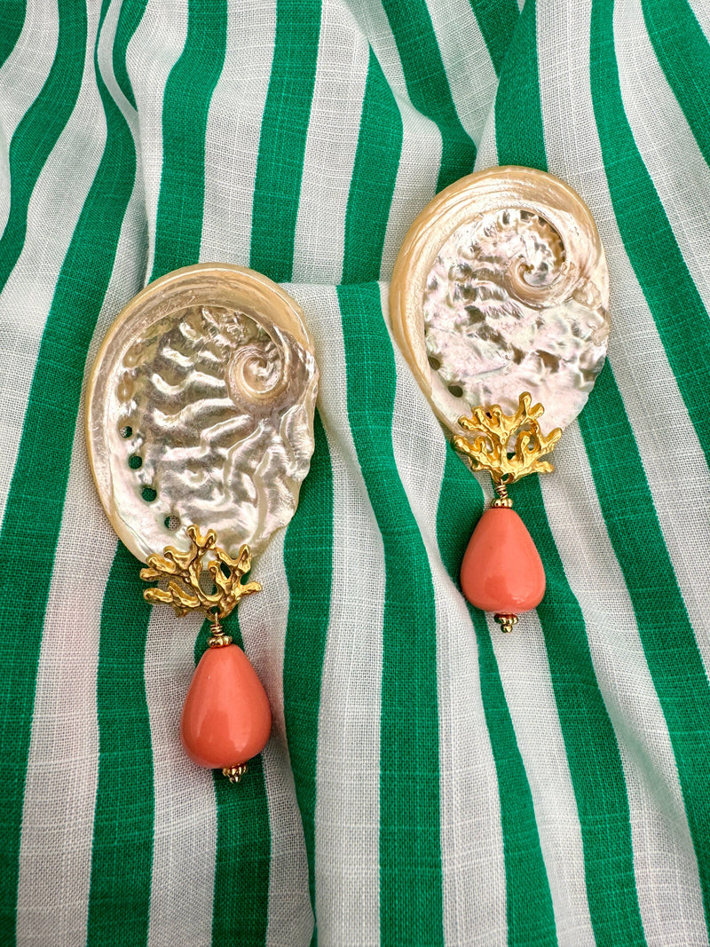 Bougainvillea Café Ravello Earrings in Coral