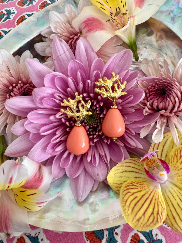 Bougainvillea Café Ravello Earrings in Coral