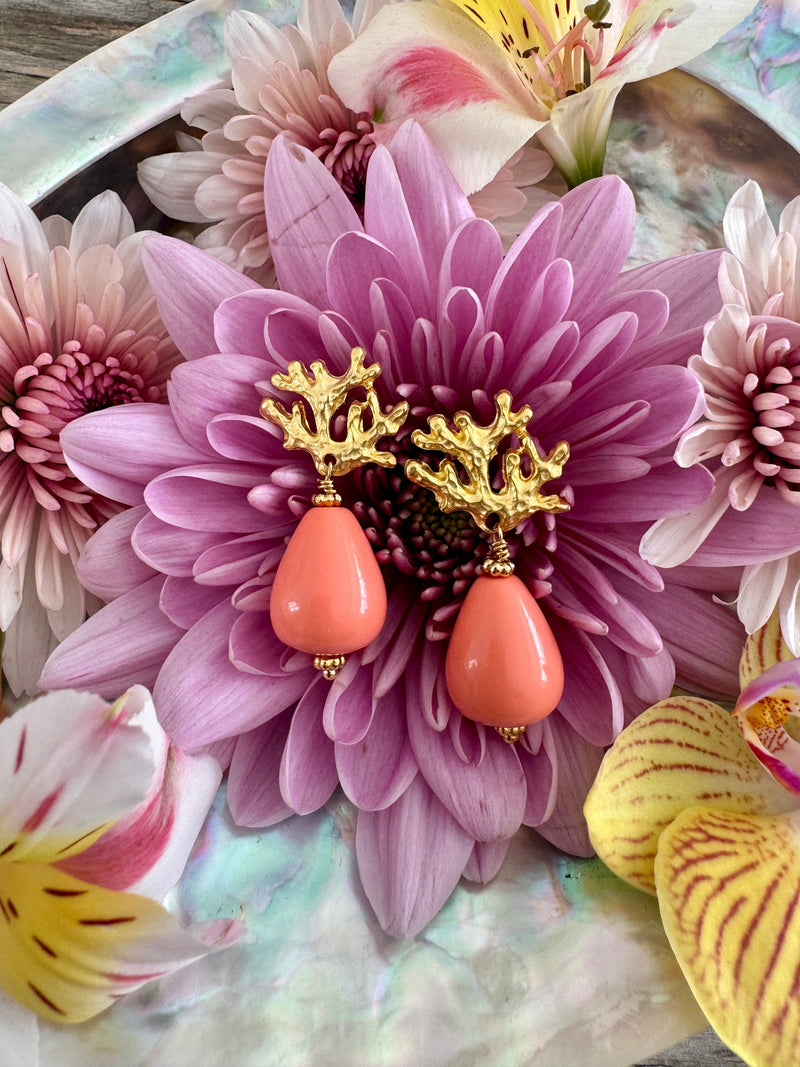 Bougainvillea Café Ravello Earrings in Coral