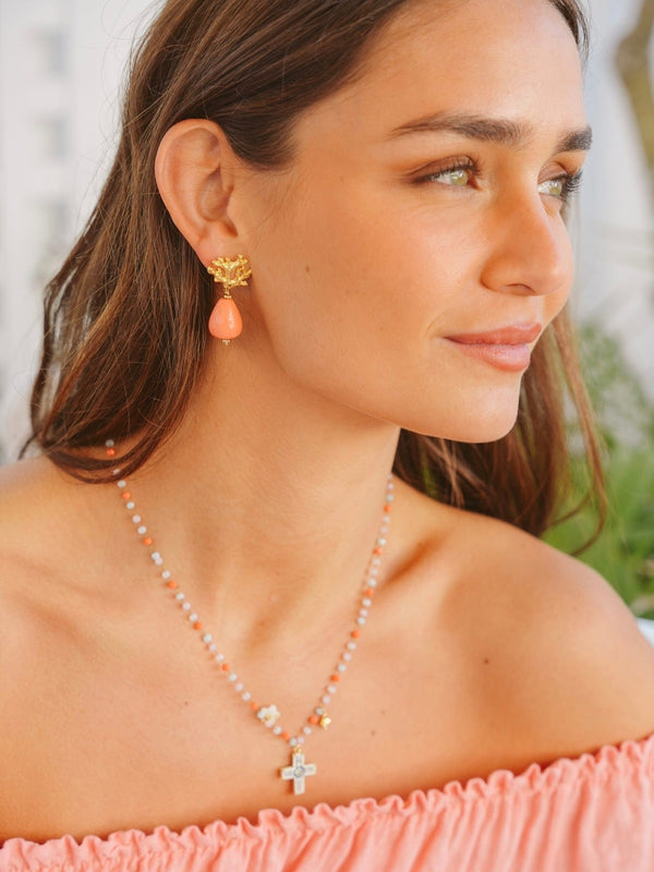 Bougainvillea Café Ravello Earrings in Coral