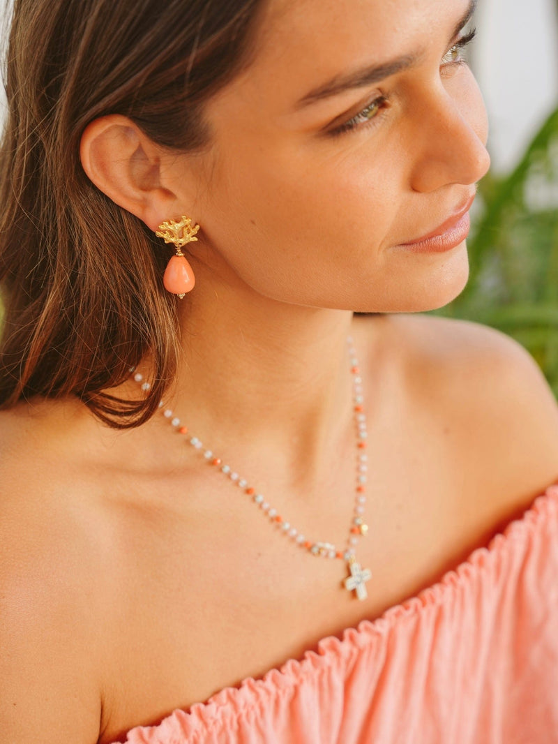 Bougainvillea Café Ravello Earrings in Coral