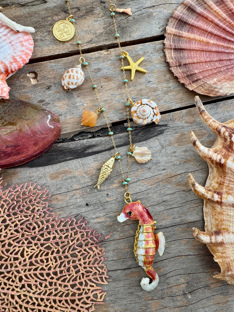 Bougainvillea Café Spiaggia Necklace in Coral