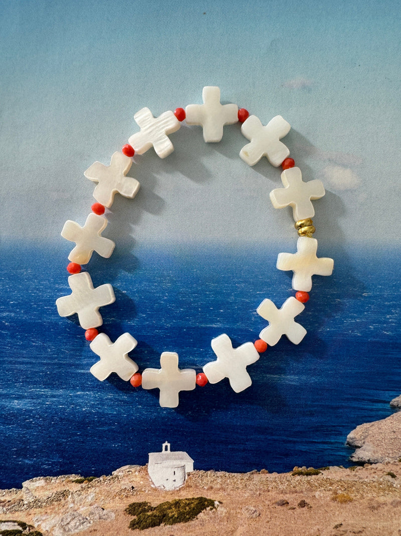 Bougainvillea Café St Jean Bracelet in Coral