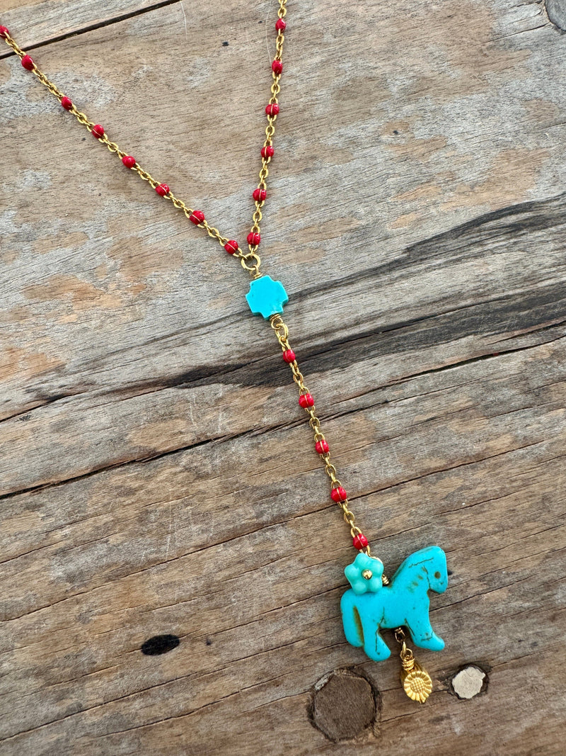 Bougainvillea Café Turquoise Rider Necklace
